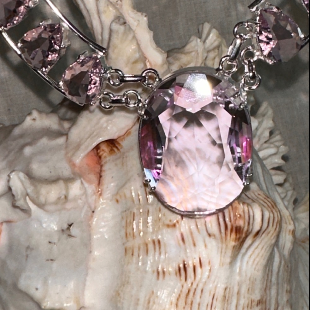 Exquisite Baby Pink Quartz + Pink Topaz statement cluster Necklace
